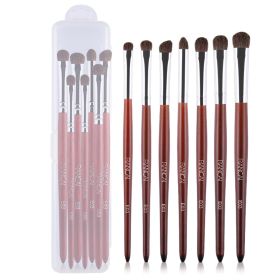 Eye Makeup Brushes 7pcs Essential Eyeshadow Brushes Kit with Soft Synthetic Hairs & Wood Handle for Eyeshadow, Blending, Eyebrow, Eyeliner (Color: Red-Fine handle, Type: 7pcs+Transparent box)