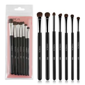 Eye Makeup Brushes 7pcs Essential Eyeshadow Brushes Kit with Soft Synthetic Hairs & Wood Handle for Eyeshadow, Blending, Eyebrow, Eyeliner (Color: Black, Type: 7pcs+Transparent  bag)