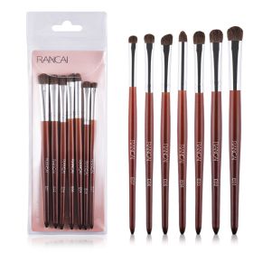 Eye Makeup Brushes 7pcs Essential Eyeshadow Brushes Kit with Soft Synthetic Hairs & Wood Handle for Eyeshadow, Blending, Eyebrow, Eyeliner (Color: Red-Fine handle, Type: 7pcs+Transparent  bag)