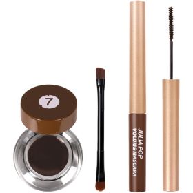 Waterproof Curl Long Lasting Not Easy To Dye Black Brown Mascara Eyeliner Set Combination (Color: brown)