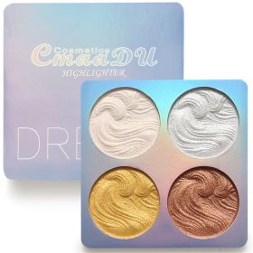 Highlighter Palette Illuminator Powder Palette White Highlighter Baked Waterproof Long Lasting Brilliant Lighten Skin Makeup Palette (Color: 1)