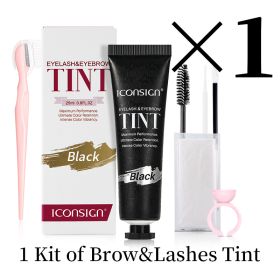 Lashes Eyebrow Tint Kit Professional Fast Perming Dye Brow Mascara Tattoo Cream Waterproof Long Lasting 60 to 90 Days (Color: Black)