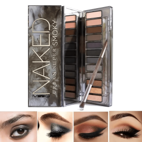 2/12-color Smoky Eyeshadow Palette , Earth Color Tone, Dark Black Style, Punk Gothic Style, Blendable Hypoallergenic Eyeshadow Powder (number: two plates, Color: T666A)